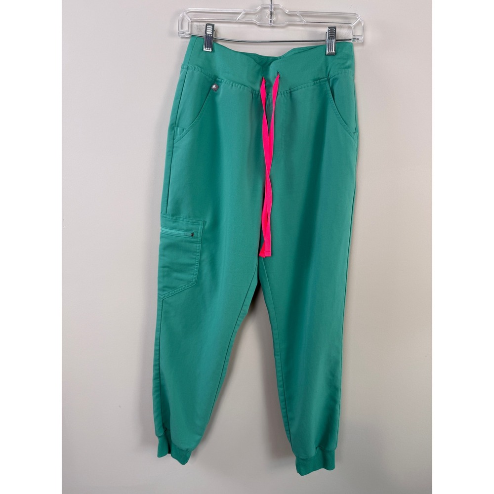 FIGS Zamora Jogger Scrub Pants Women Small Lilac Dawn & Capri Green 2pk Set